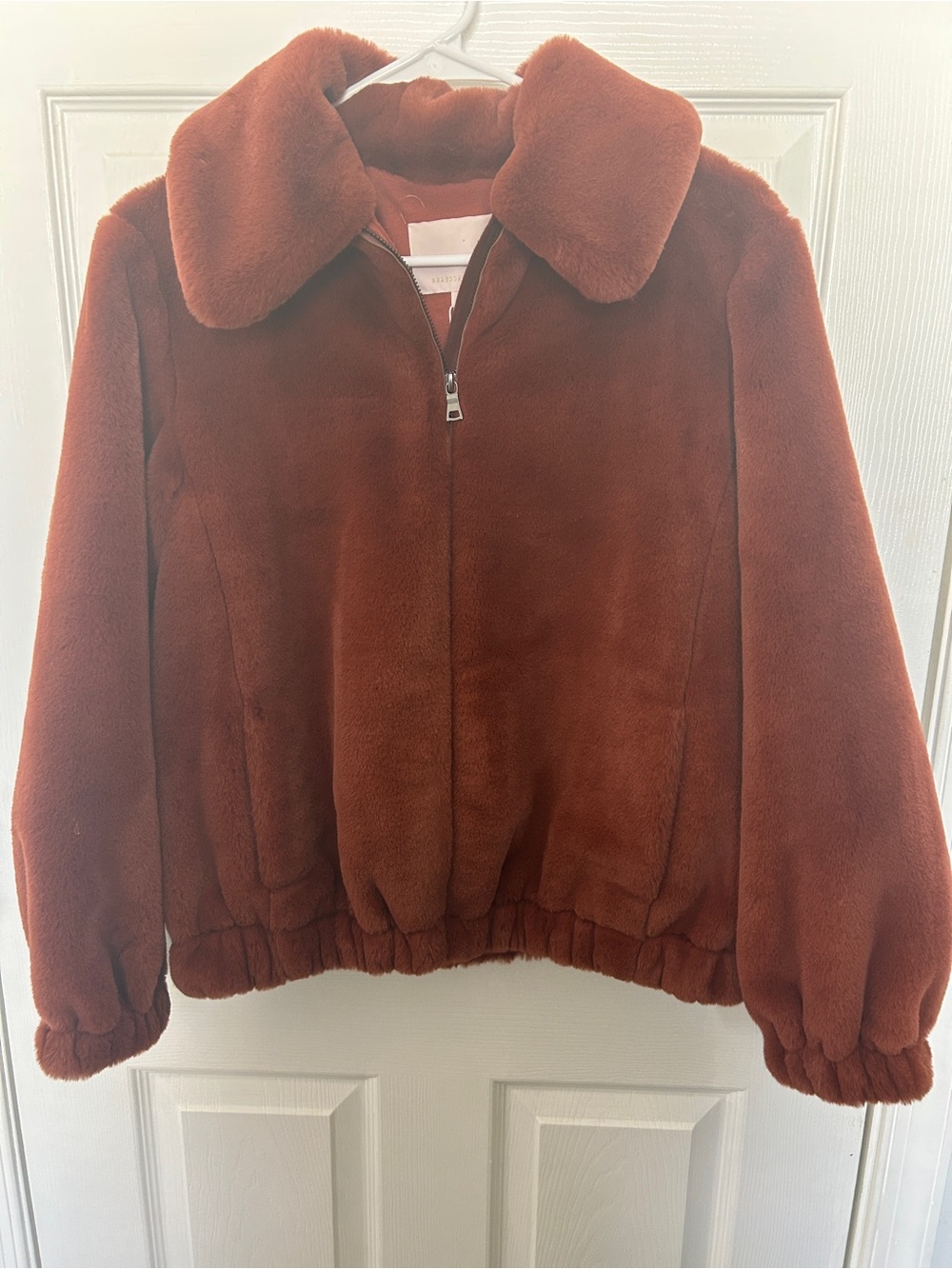 Rebecca Taylor rust brown Plush Zip Jacket
